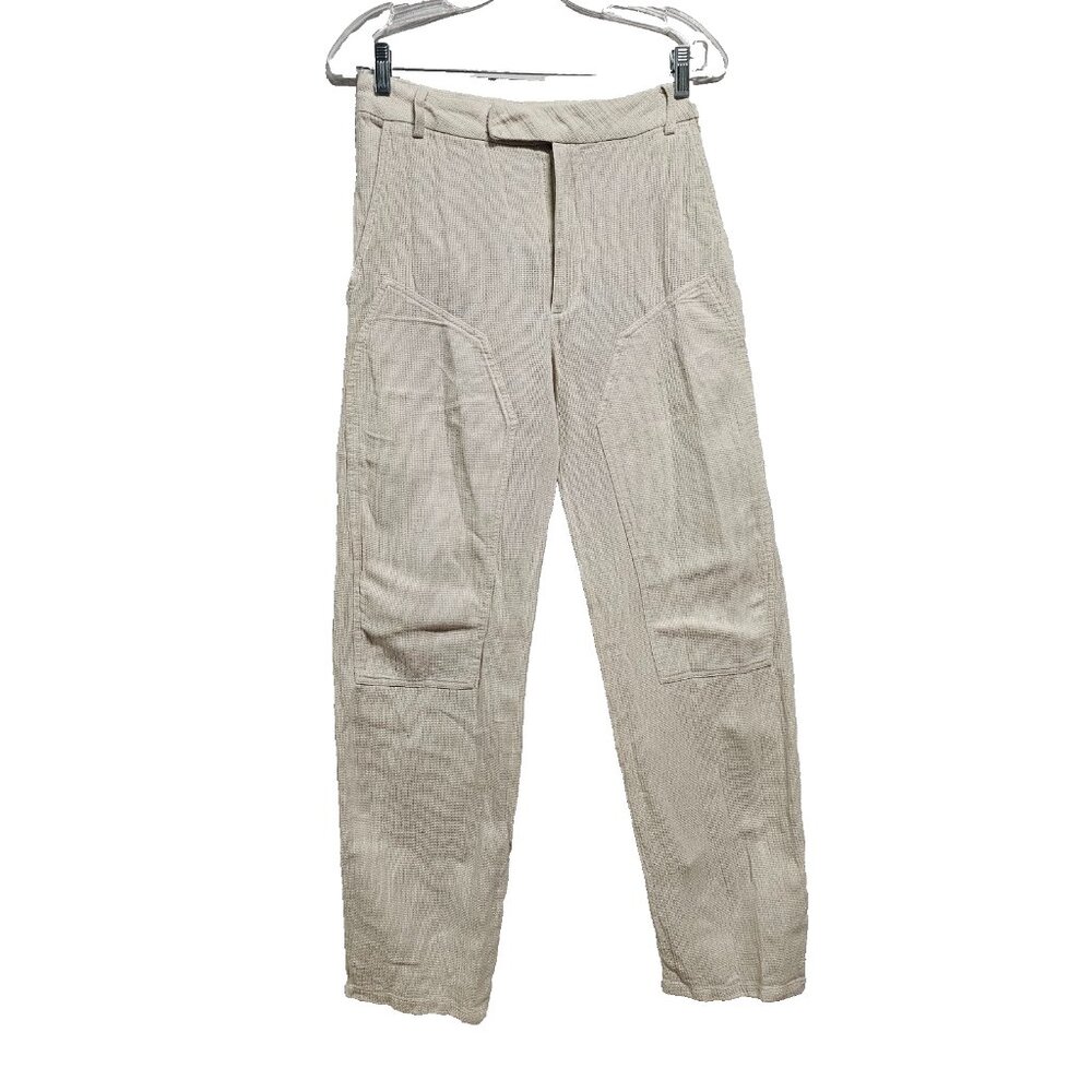 Eckhaus Latta Basket Weave Loose Fit Trousers Ivory Size 24 Cotton/Linen Blend